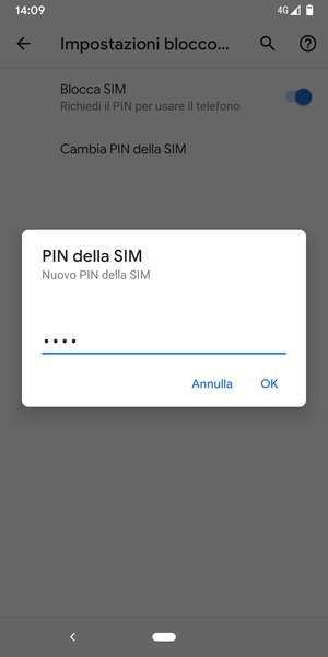 Inserisci Nuovo PIN della SIM e seleziona OK