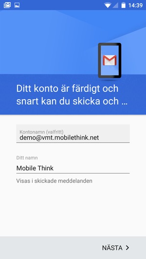 Ge ditt konto ett namn och ange ditt namn. Välj NÄSTA