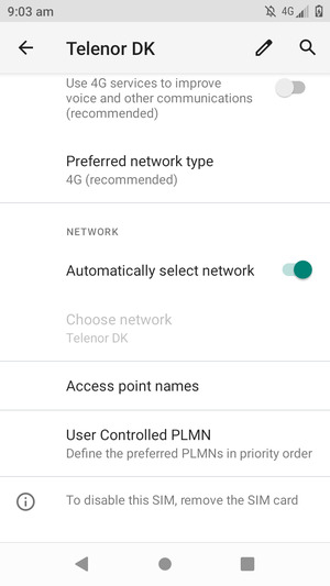 Turn off Automatically select network