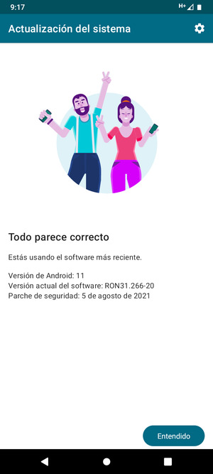 Si su teléfono está actualizado, seleccione Entendido