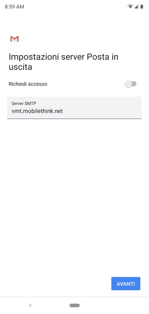 Disattiva Richiedi accesso e seleziona AVANTI