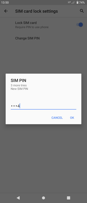 Enter your New SIM PIN and select OK