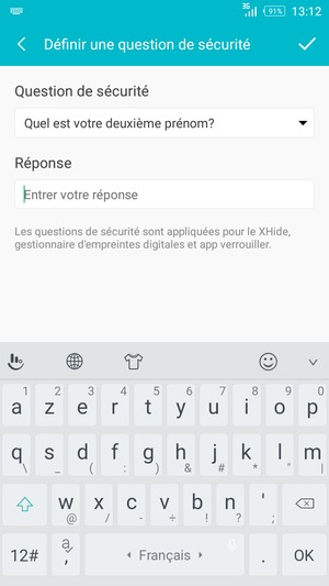 Saisissez la réponse et sélectionnez OK
