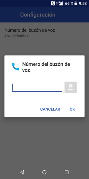 Introduzca el Número del buzón de voz y seleccione OK