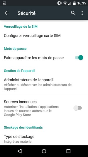 Sélectionnez Configurer verrouillage carte SIM