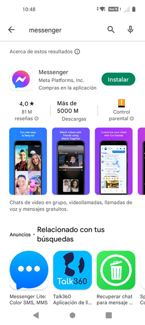 Seleccione la aplicación