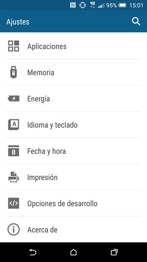Desplácese y seleccione Acerca de