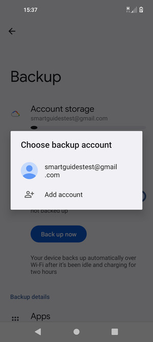 Select your backup account