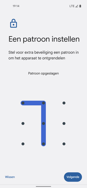 Teken een ontgrendelingspatroon en selecteer Volgende