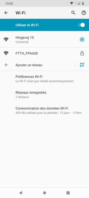 Vous êtes maintenant connecté au réseau Wi-Fi