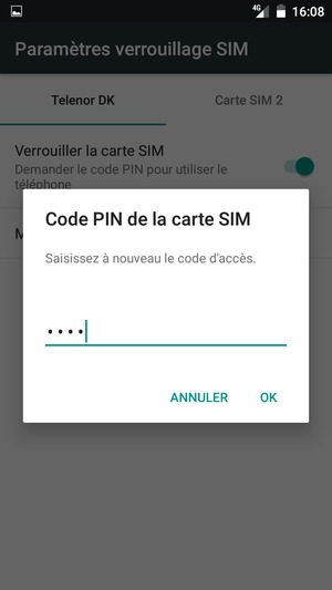 Veuillez confirmer votre nouveau code PIN de la carte SIM et sélectionner OK