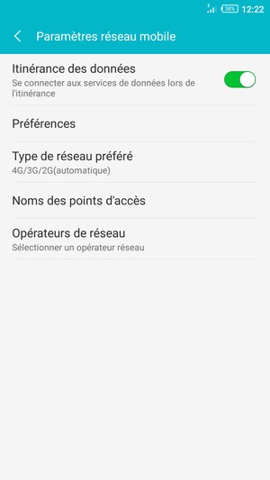 Activer ou désactiver Itinérance des données