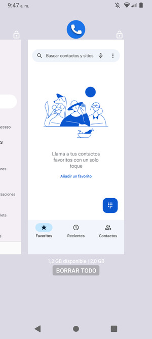 Seleccione  BORRAR TODO para cerrar todas las aplicaciones en ejecución