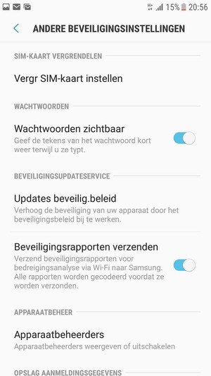 Selecteer Vergr SIM-kaart instellen