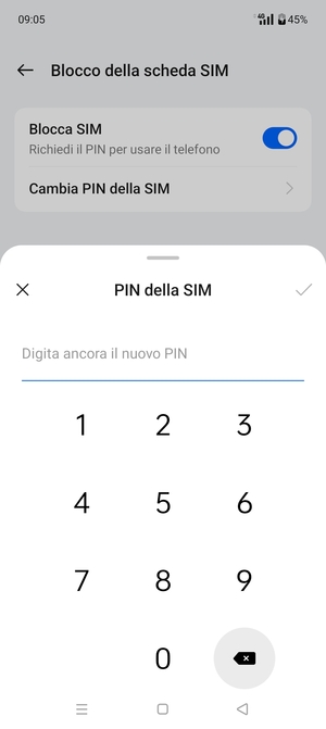 Conferma il nuovo PIN della SIM e seleziona OK