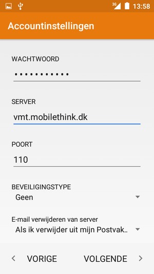 Voer Uitgaand serveradres in