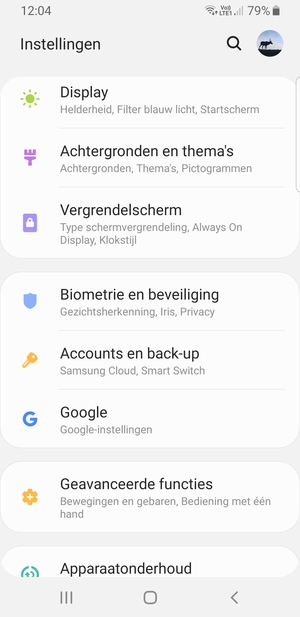 Scroll naar en selecteer Biometrie en beveiliging