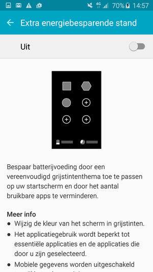 Schakel Extra energiebesparende stand in
