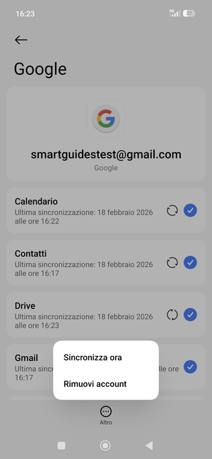 Seleziona Sincronizza ora