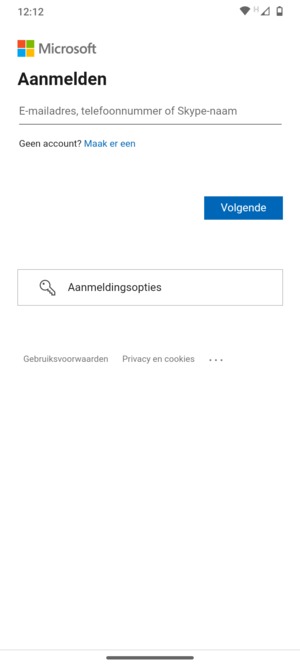 Voer uw e-mailadres in en selecteer Volgende