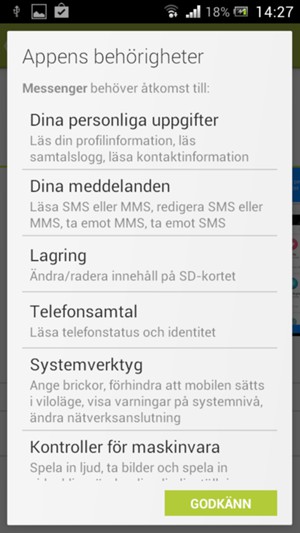 Välj GODKÄNN