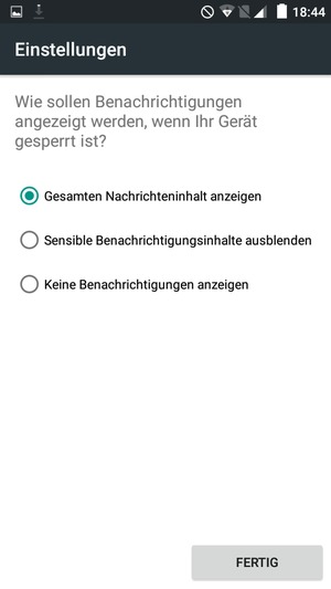 Wählen Sie die gewünschte Option und wählen Sie FERTIG