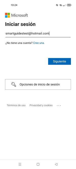 Introduzca su Dirección de correo electrónico y seleccione Siguiente