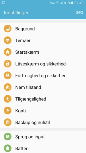 Scroll til og vælg Konti