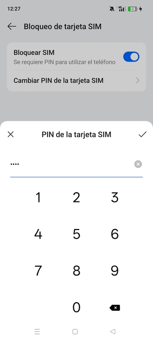 Confirme su nuevo PIN de la SIM y seleccione Aceptar