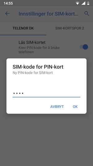 Skriv inn Ny PIN-kode for SIM-kort og velg OK