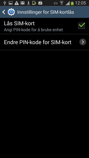 Velg Endre PIN-kode for SIM-kort