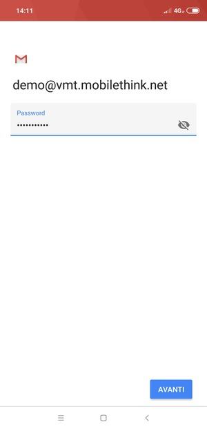 Inserisci la tua password e seleziona AVANTI