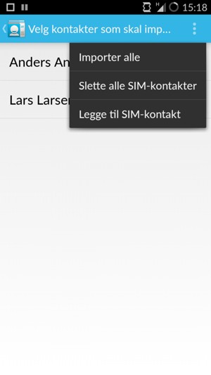 Velg Importer alle
