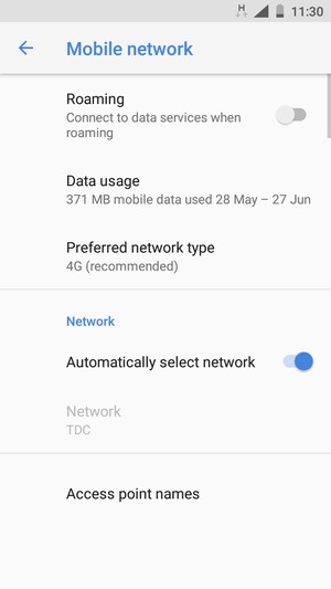 Select Access point names