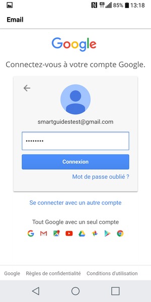 Saisissez votre mot de passe et sélectionnez Connexion