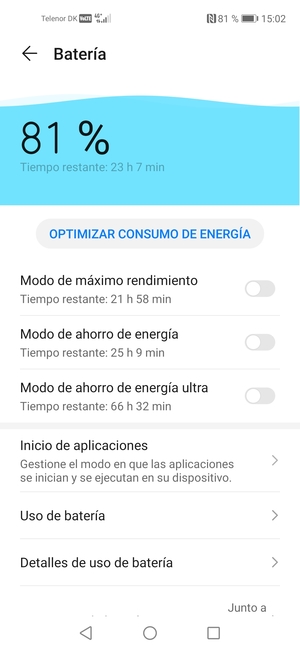 Active Modo de ahorro de energía