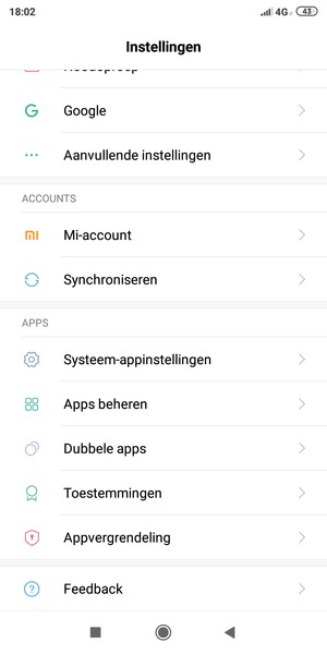 Keer terug naar het Instellingen menu en selecteer Synchroniseren