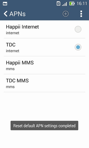 Your phone will reset to default Internet and MMS settings