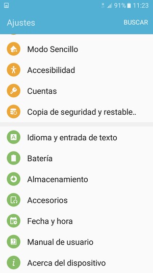 Desplácese y seleccione Batería