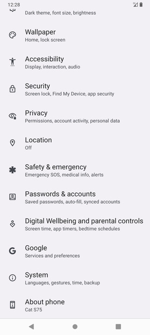 Scroll to and select System