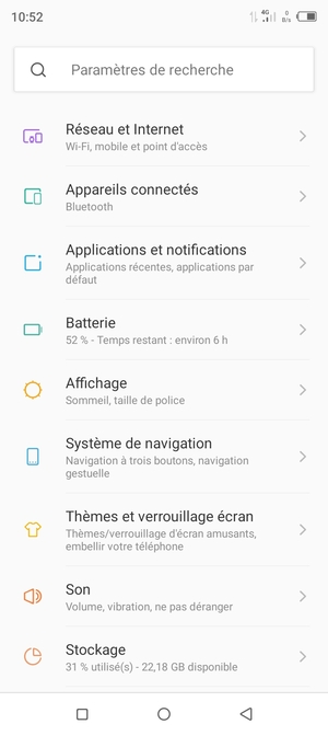 Sélectionnez Réseau et Internet