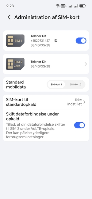 Dit eSIM er nu aktiveret