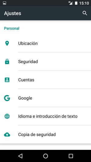 Desplácese y seleccione Copia de seguridad