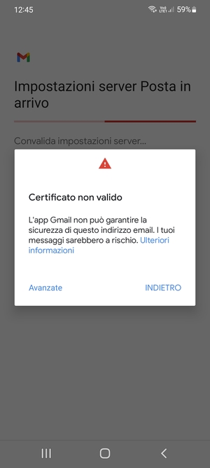 Seleziona INDIETRO