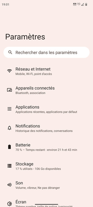 Sélectionnez Réseau et Internet