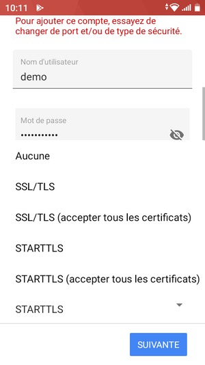 Sélectionnez Aucune puis SUIVANTE