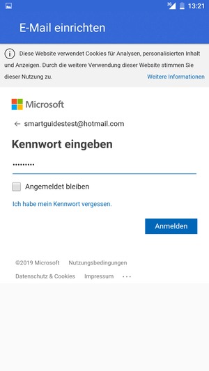 Geben Sie Ihre Passwort ein und wählen Sie Anmelden