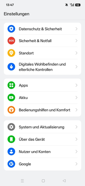 Scrollen Sie und wählen Sie Datenschutz & Sicherheit