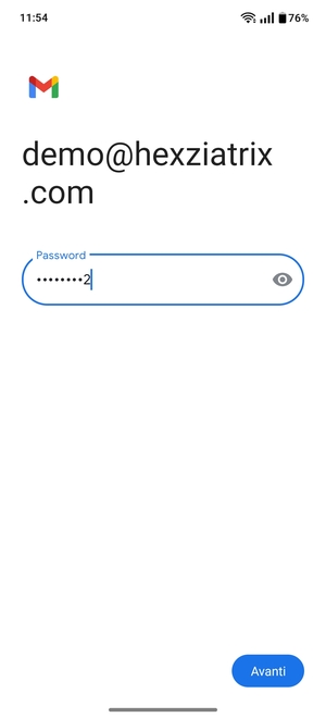 Inserisci la tua password e seleziona Avanti
