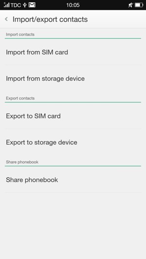 Select Import from SIM card